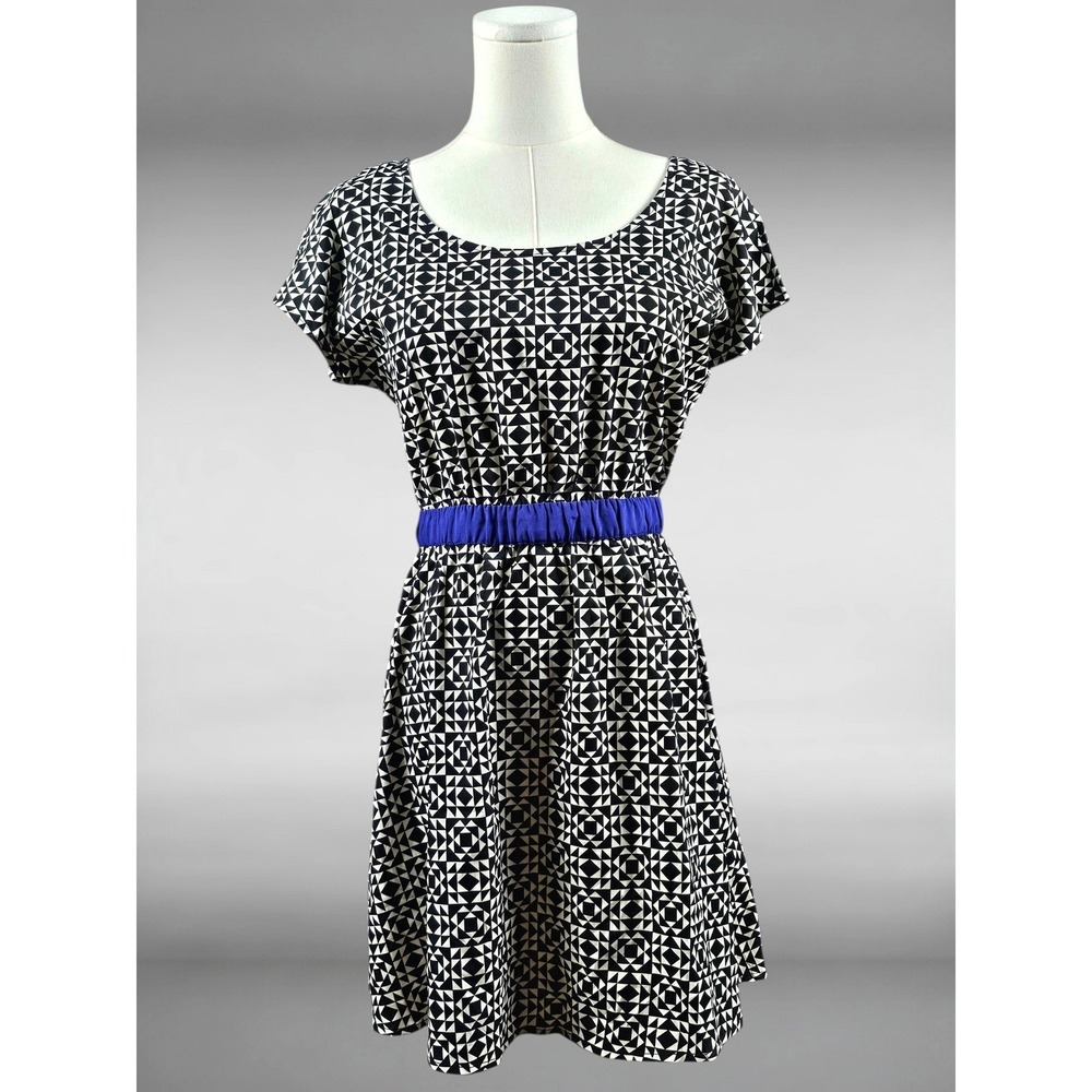 Vintage Y2K Roxy Womens S Geometric Print Open Cutout Back Beach Sun Dress Blue
